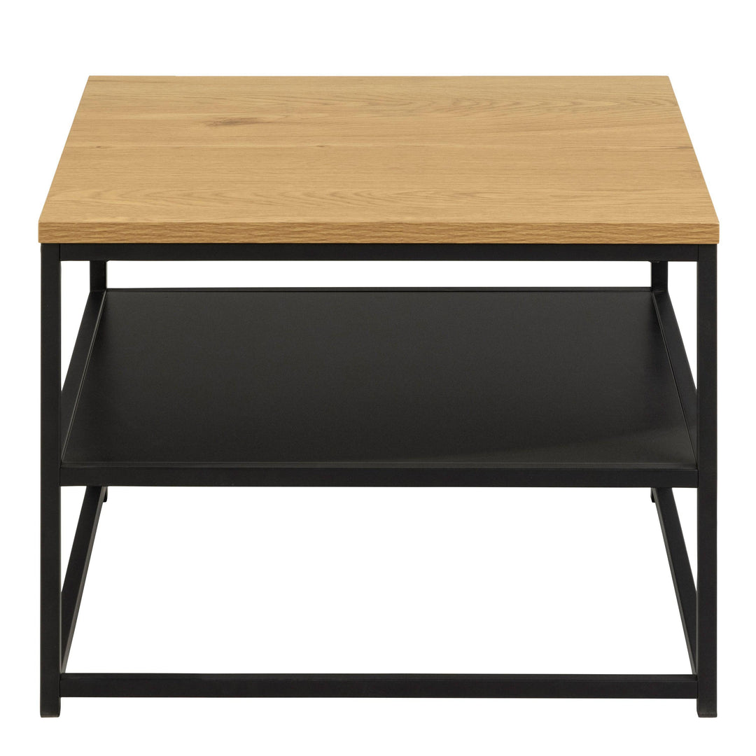 Gila Square Coffee Table with Open Shelf in Oak & Black - TidySpaces