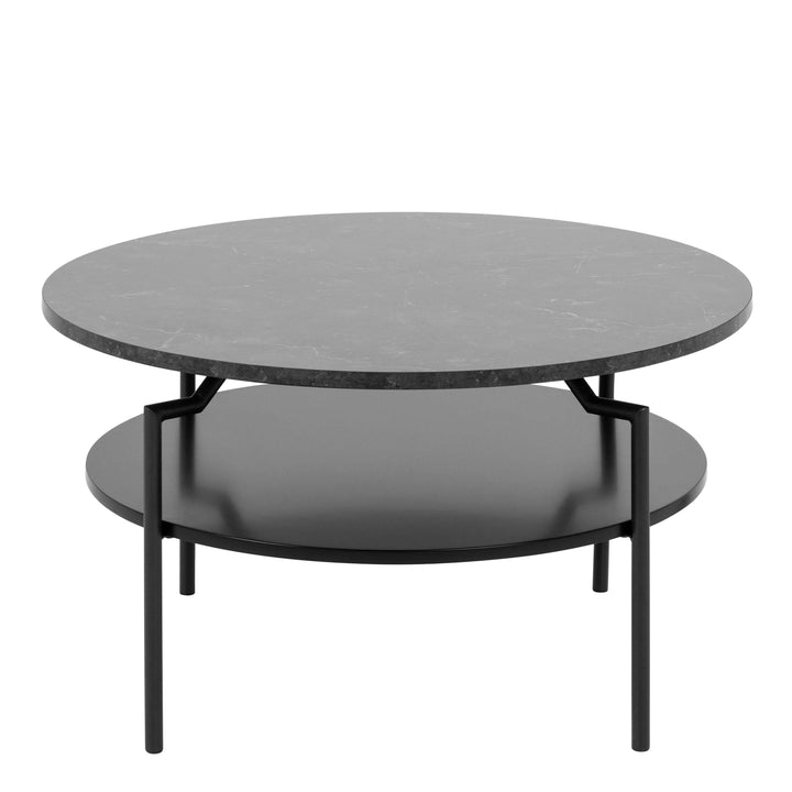 Goldington Round Coffee Table with Black Marble Effect Top - TidySpaces