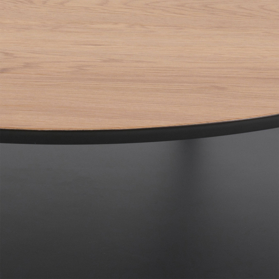 Goldington Round Coffee Table with Oak Top & Black Legs - TidySpaces