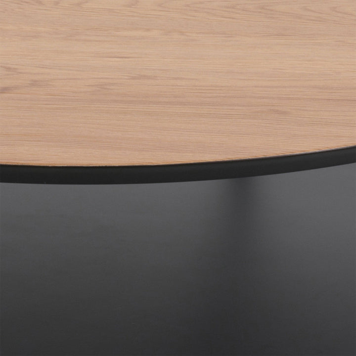 Goldington Round Coffee Table with Oak Top & Black Legs - TidySpaces