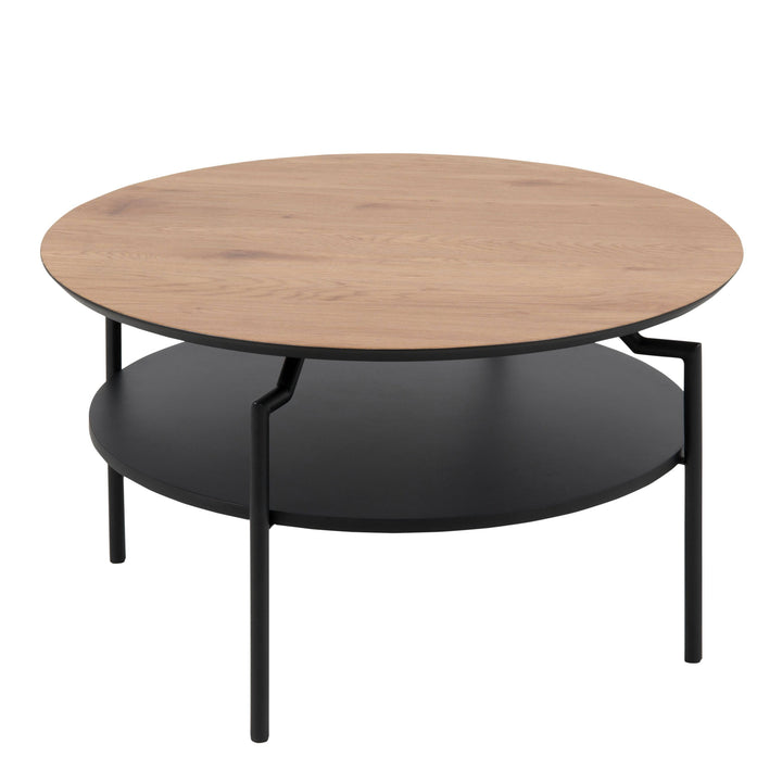 Goldington Round Coffee Table with Oak Top & Black Legs - TidySpaces