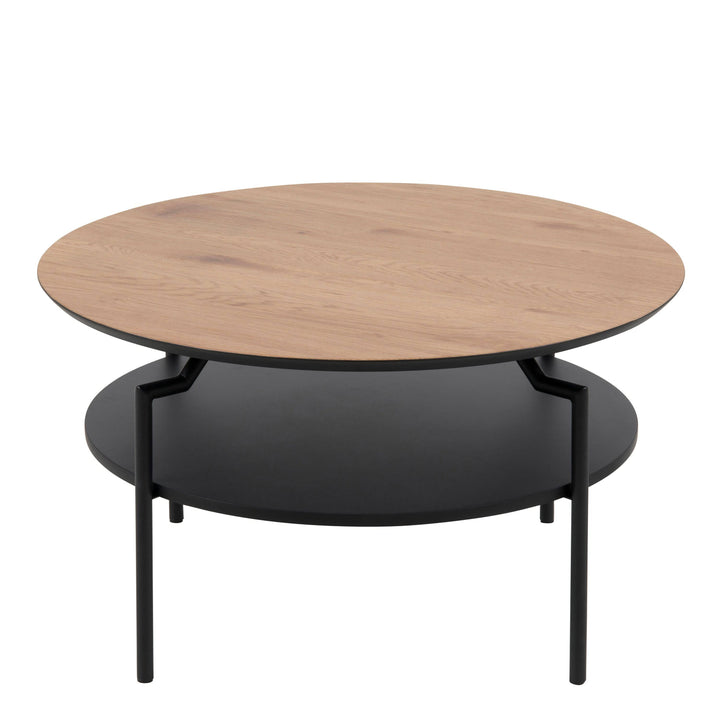 Goldington Round Coffee Table with Oak Top & Black Legs - TidySpaces