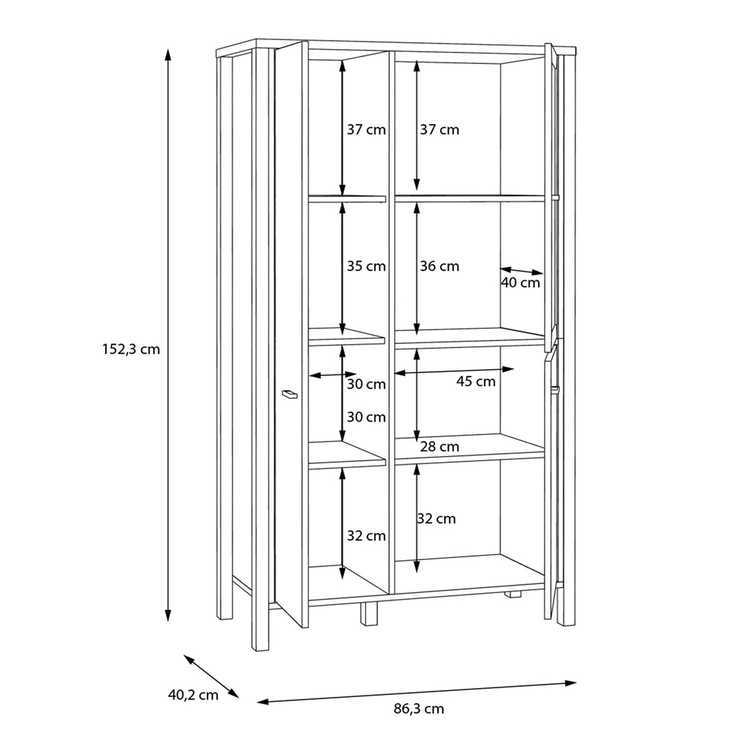 High Rock Small Display Cabinet in Matt Black/Riviera Oak - TidySpaces