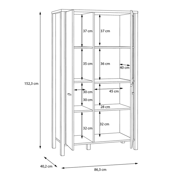 High Rock Small Display Cabinet in Matt Black/Riviera Oak - TidySpaces