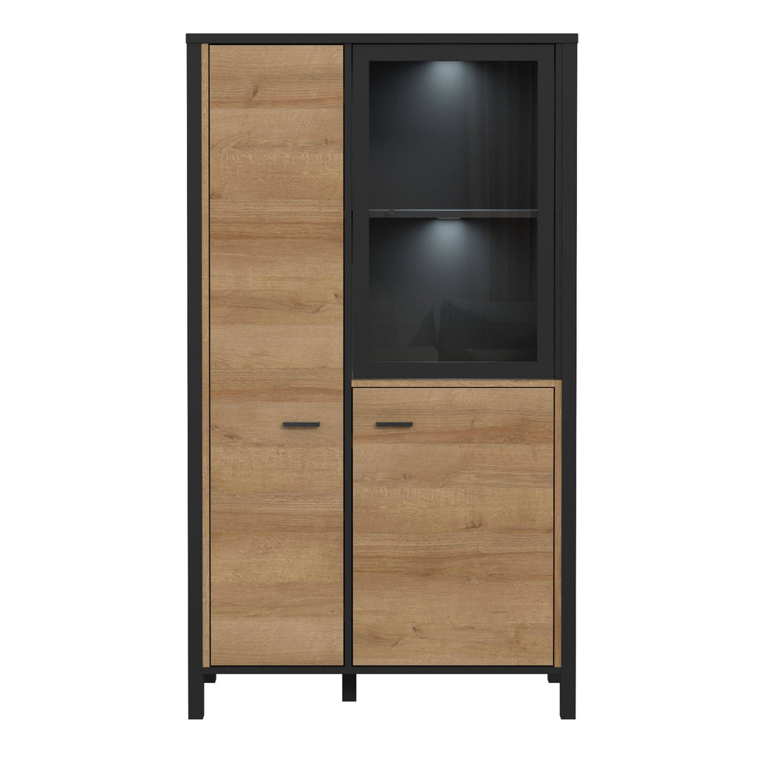 High Rock Small Display Cabinet in Matt Black/Riviera Oak - TidySpaces