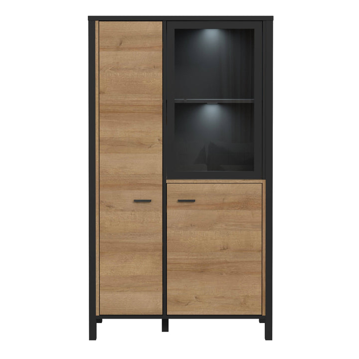 High Rock Small Display Cabinet in Matt Black/Riviera Oak - TidySpaces