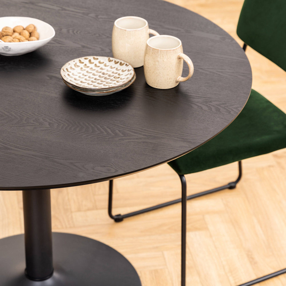 Ibiza Round Dining Table in Black Ash - TidySpaces