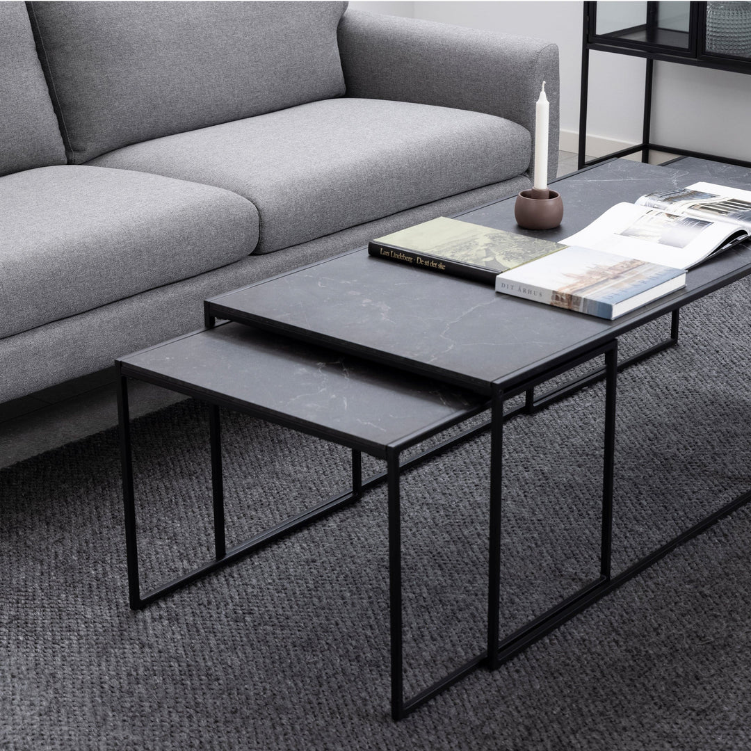 Infinity Square/Coffee Table Setin Matt Black Set of 3 - TidySpaces