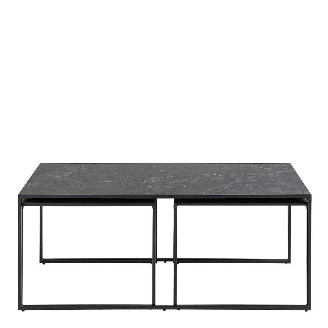 Infinity Square/Coffee Table Setin Matt Black Set of 3 - TidySpaces