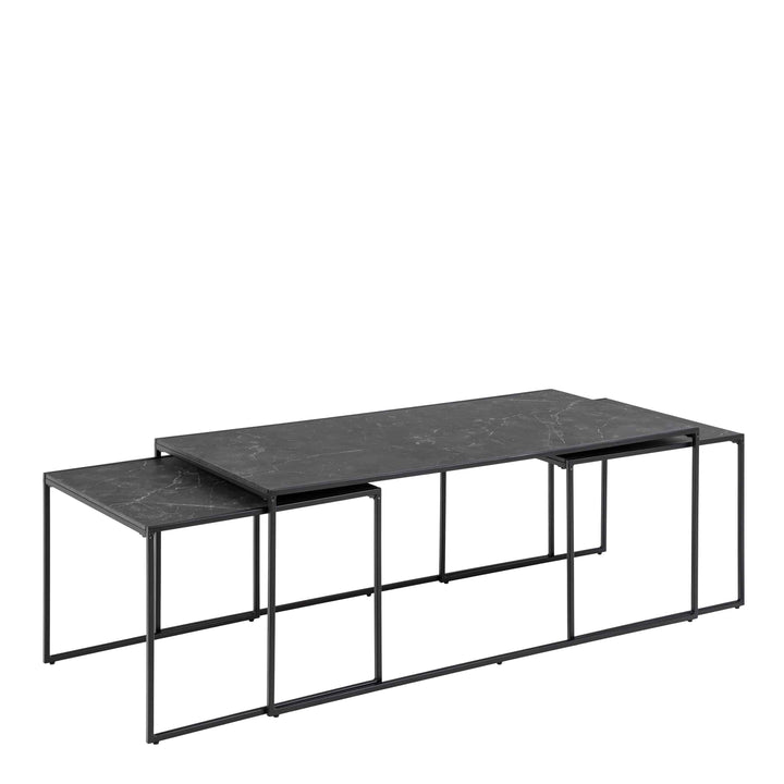 Infinity Square/Coffee Table Setin Matt Black Set of 3 - TidySpaces