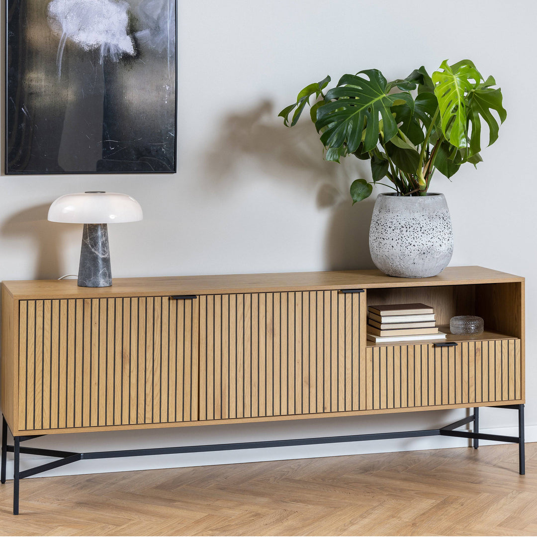 Jaipur Sideboard with  2 Doors and 1 Drawer in Black - TidySpaces