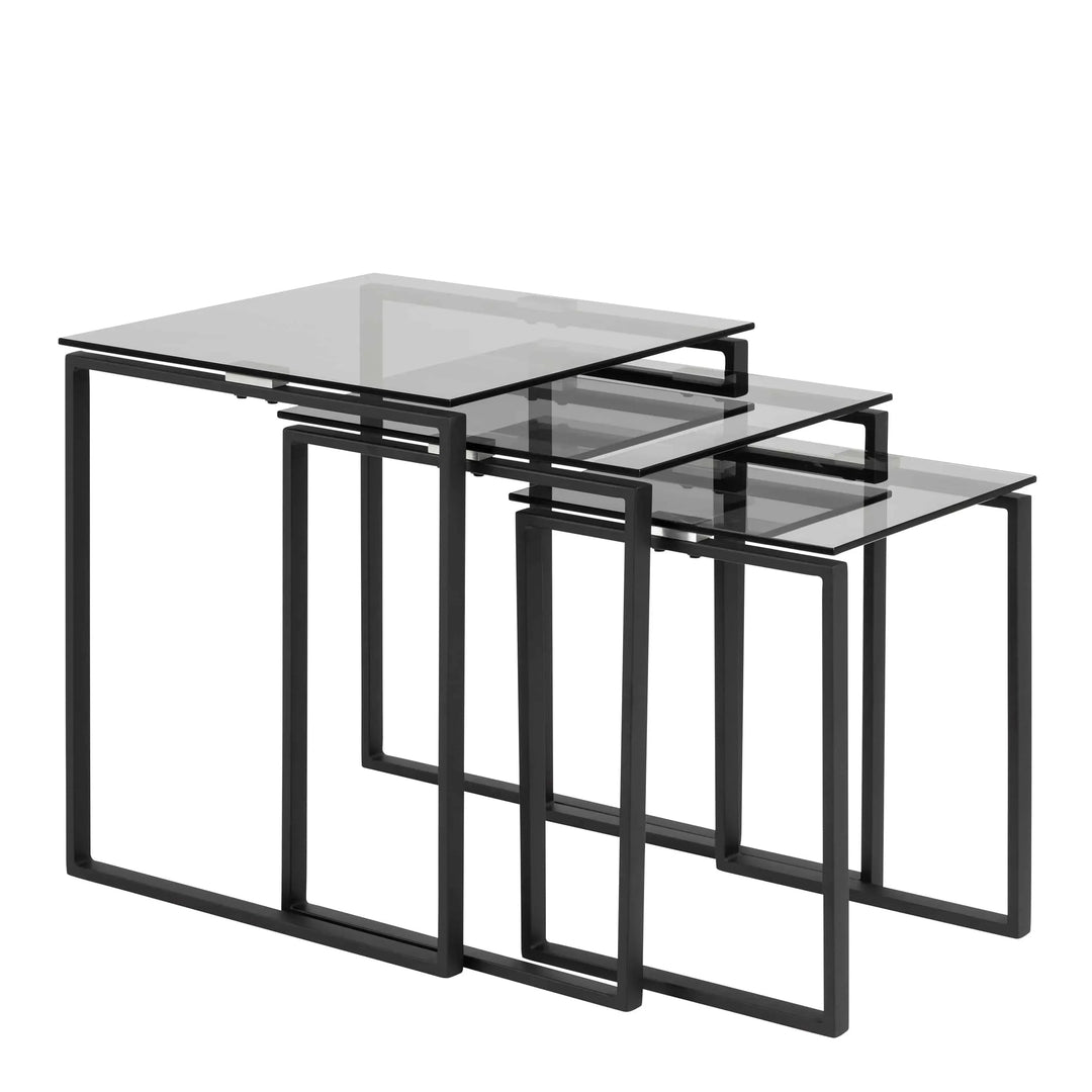 Katrine Nest of Tables with Smoked Glass Top Set of 3 - TidySpaces