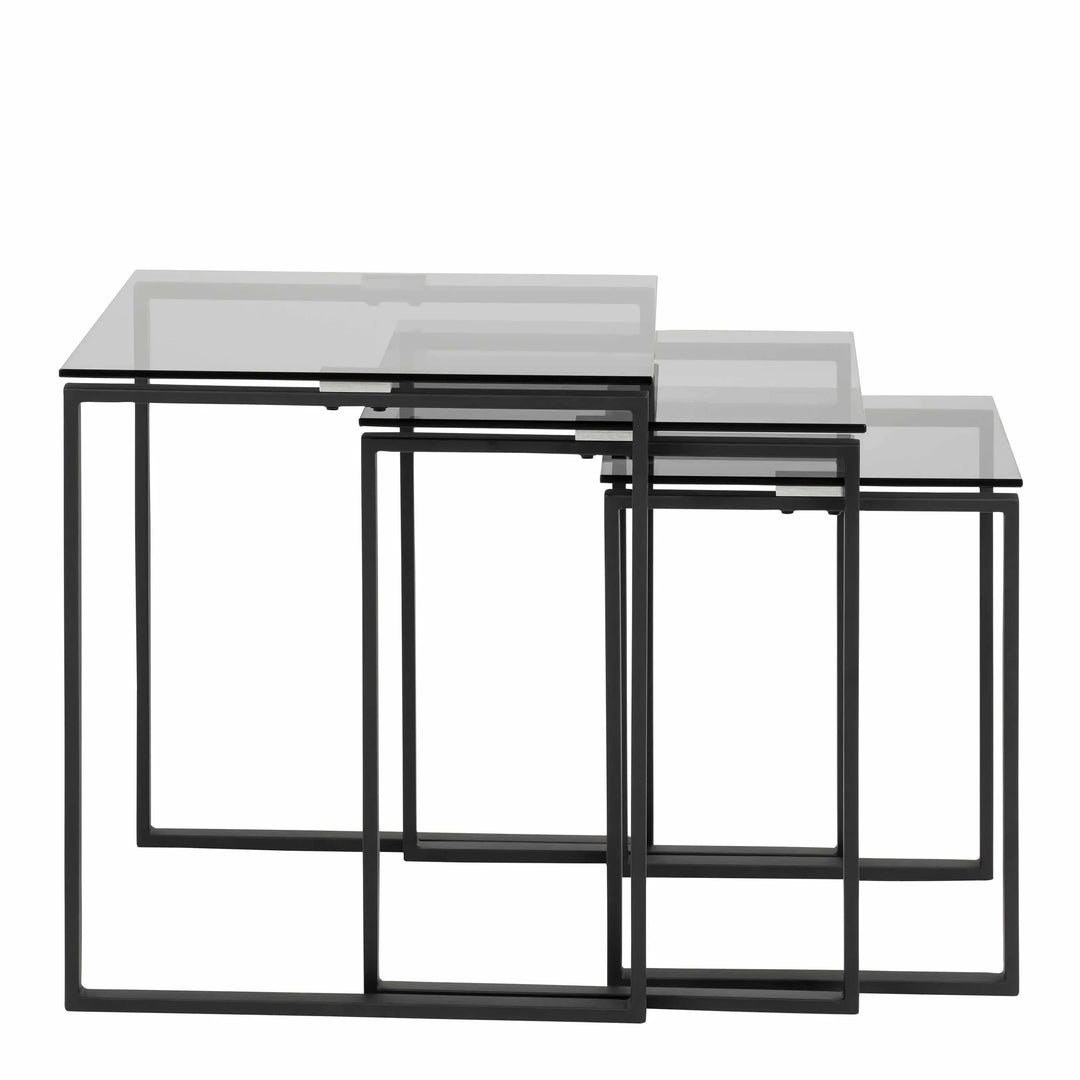 Katrine Nest of Tables with Smoked Glass Top Set of 3 - TidySpaces