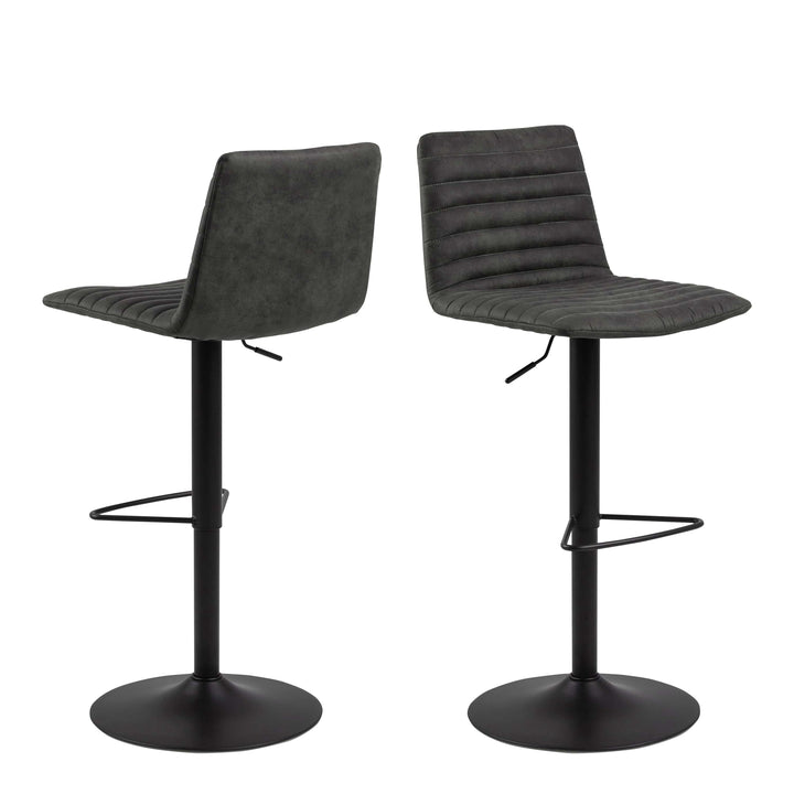 Kimmy Bar Stool in Grey Fabic Set of 2 - TidySpaces