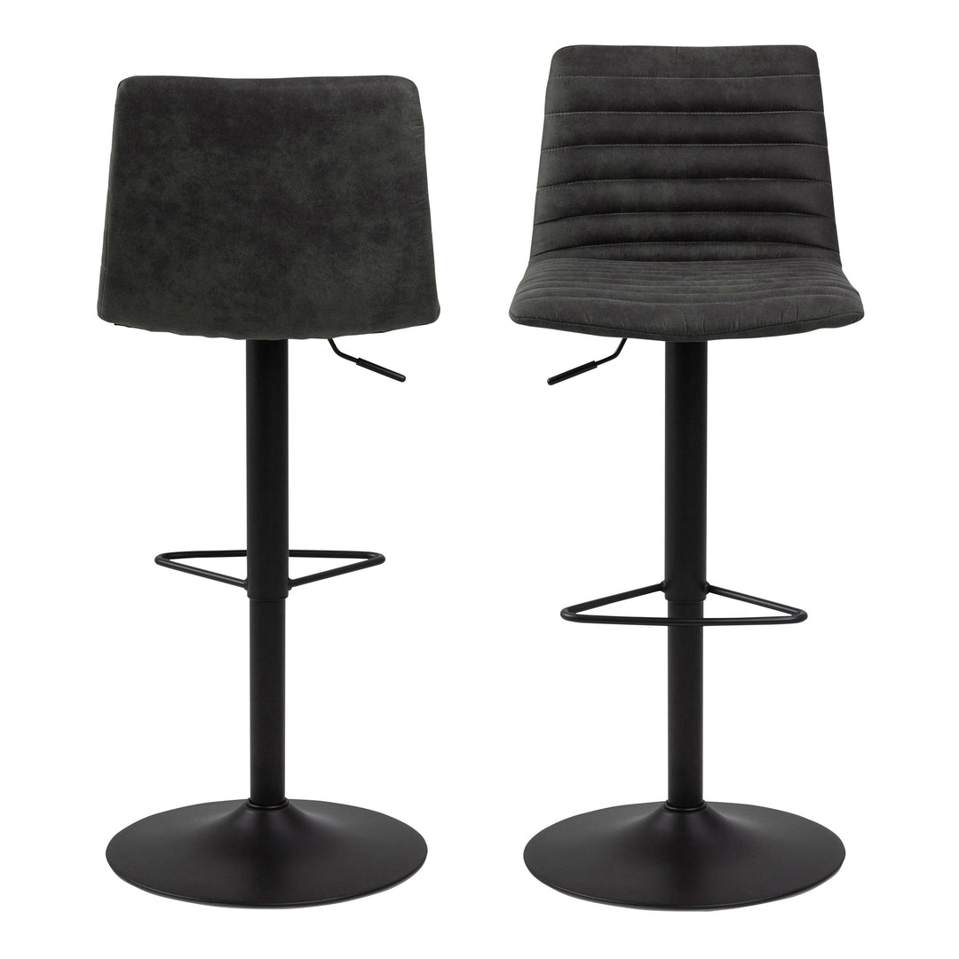 Kimmy Bar Stool in Grey Fabic Set of 2 - TidySpaces