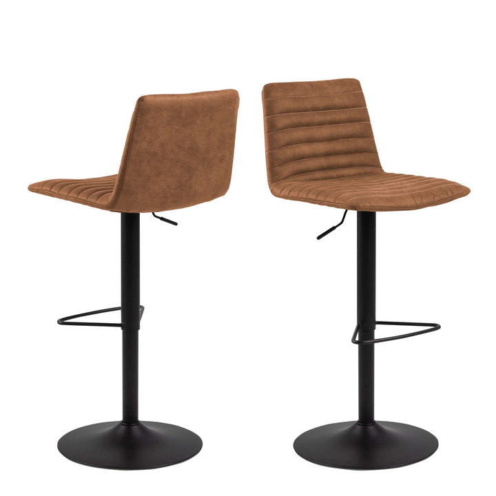 Kimmy Bar Stool with  Brown Fabric in Set of 2 - TidySpaces