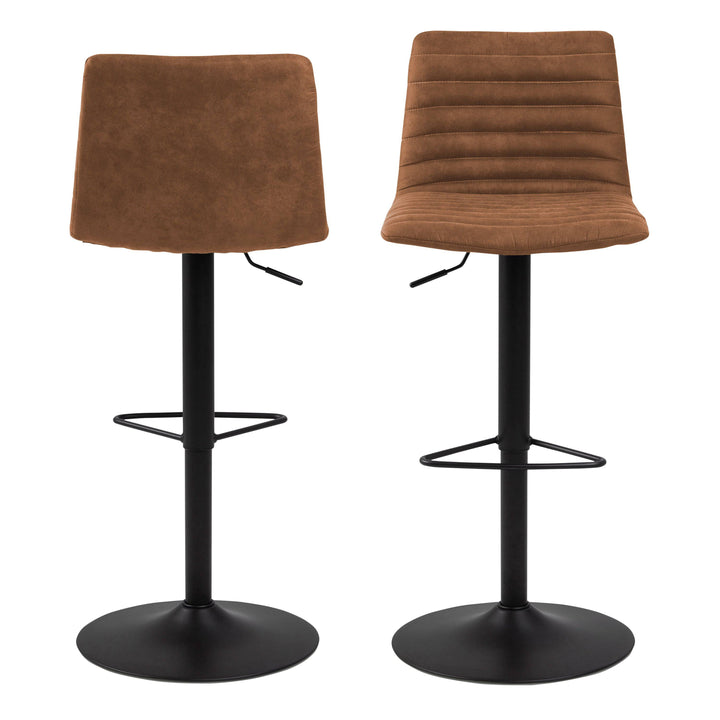 Kimmy Bar Stool with  Brown Fabric in Set of 2 - TidySpaces