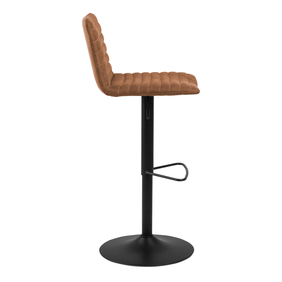 Kimmy Bar Stool with  Brown Fabric in Set of 2 - TidySpaces