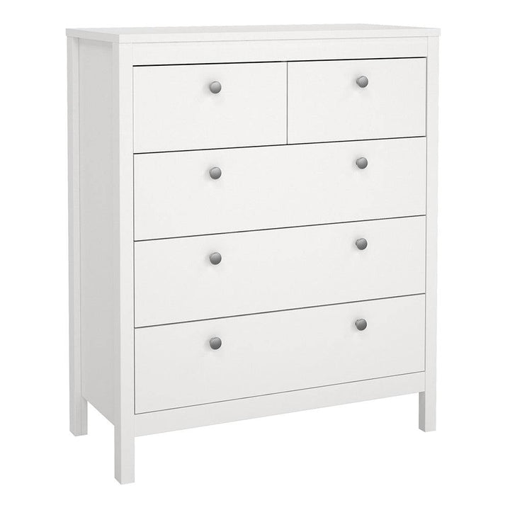 Madrid 3 Piece Bundle, Bedside, Chest and 2 Door Wardrobe in White - TidySpaces