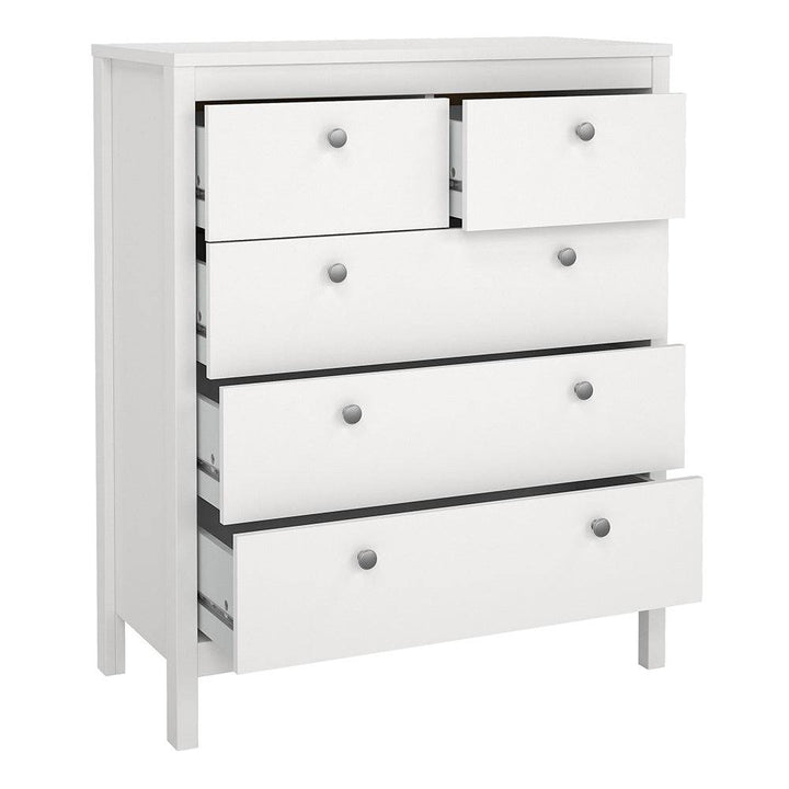 Madrid 3 Piece Bundle, Bedside, Chest and 2 Door Wardrobe in White - TidySpaces