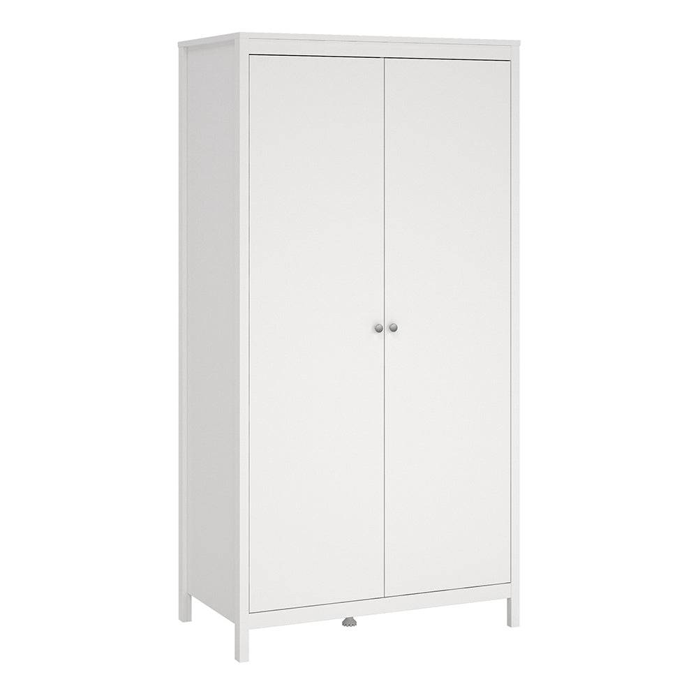 Madrid 3 Piece Bundle, Bedside, Chest and 2 Door Wardrobe in White - TidySpaces