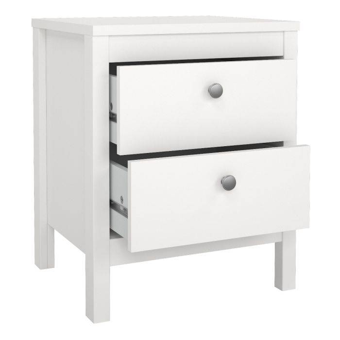 Madrid 3 Piece Bundle, Bedside, Chest and 2 Door Wardrobe in White - TidySpaces