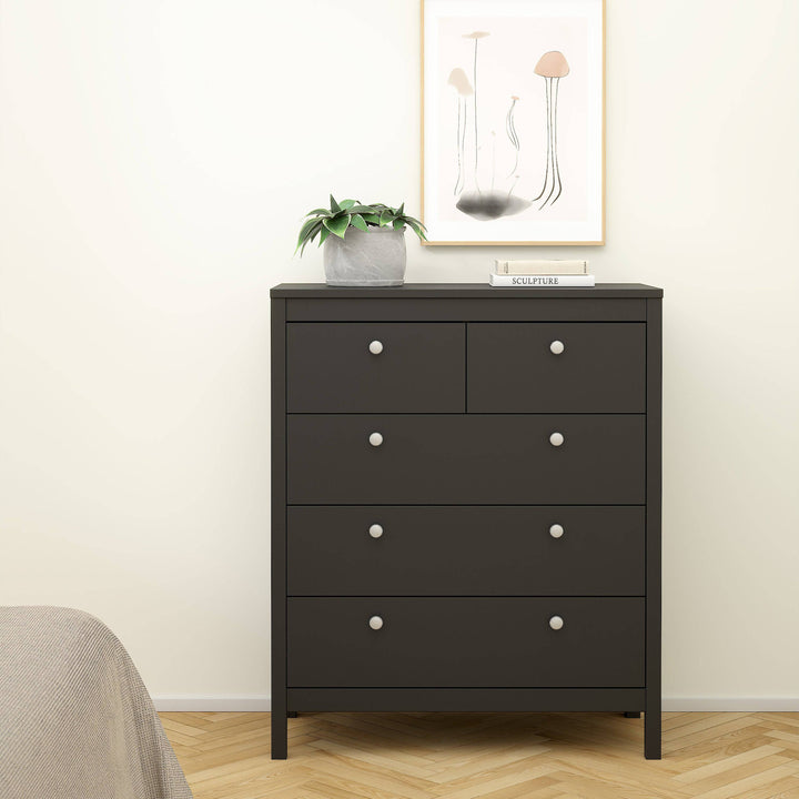 Madrid 3 Piece Bundle, Bedside, Chest and 3 Door Wardrobe in Matt Black - TidySpaces