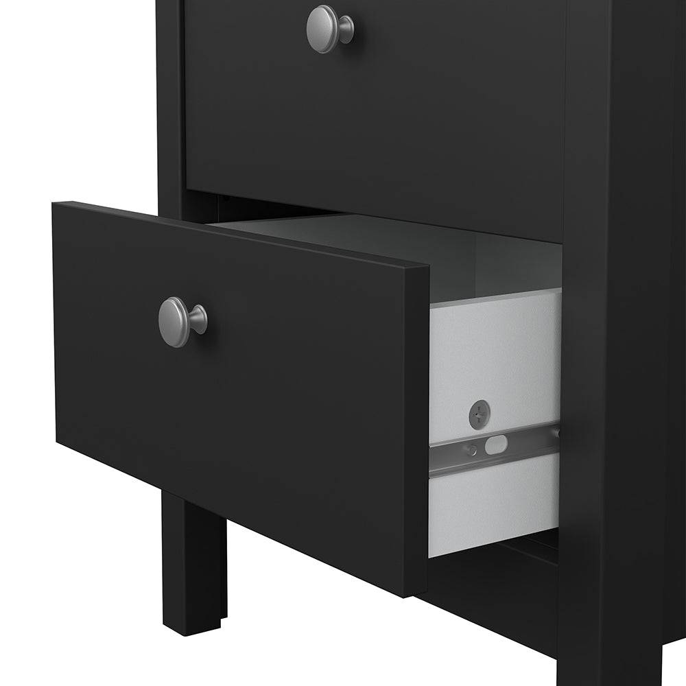 Madrid Bedside Table 2 drawers in Matt Black - TidySpaces