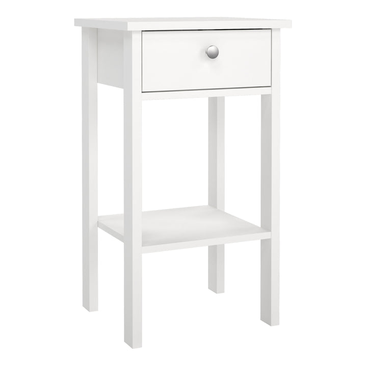 Madrid Bedside Table with 1 Drawer in White - TidySpaces