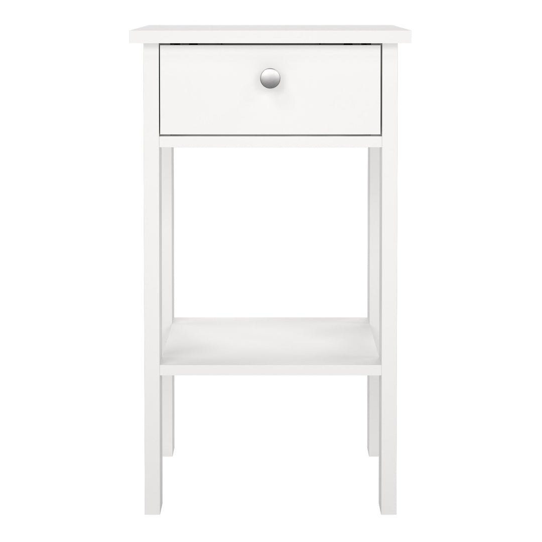 Madrid Bedside Table with 1 Drawer in White - TidySpaces