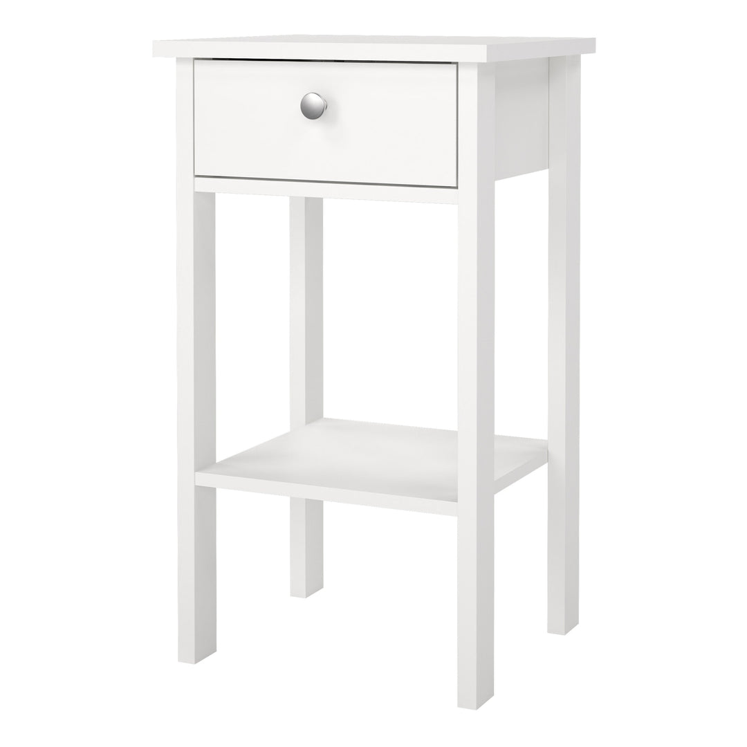 Madrid Bedside Table with 1 Drawer in White - TidySpaces