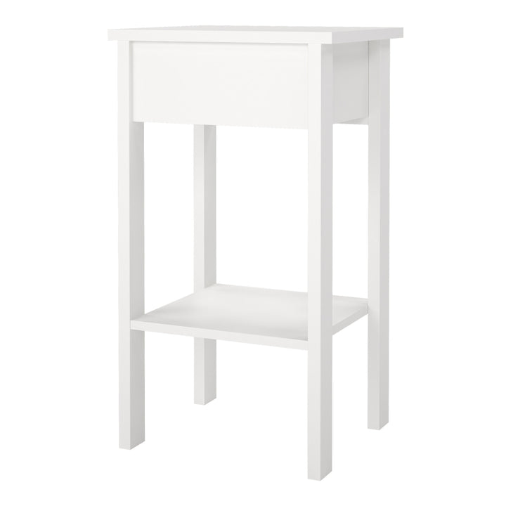 Madrid Bedside Table with 1 Drawer in White - TidySpaces