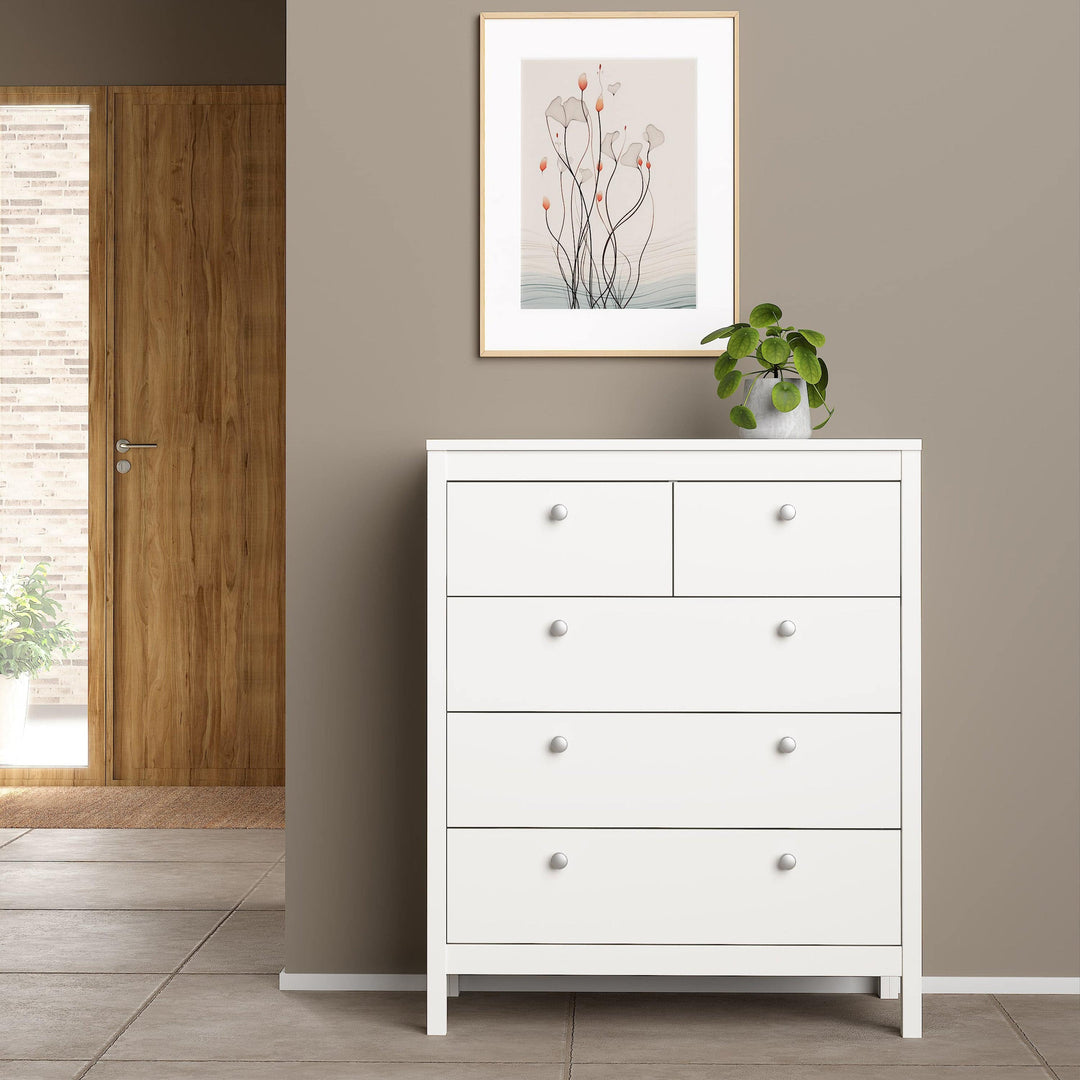 Madrid Chest 3+2 drawers in White - TidySpaces