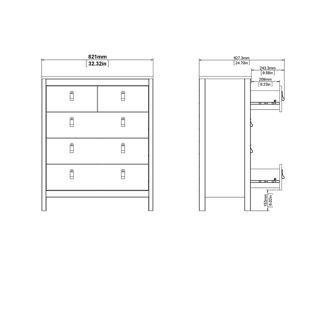 Madrid Chest 3+2 drawers in White - TidySpaces