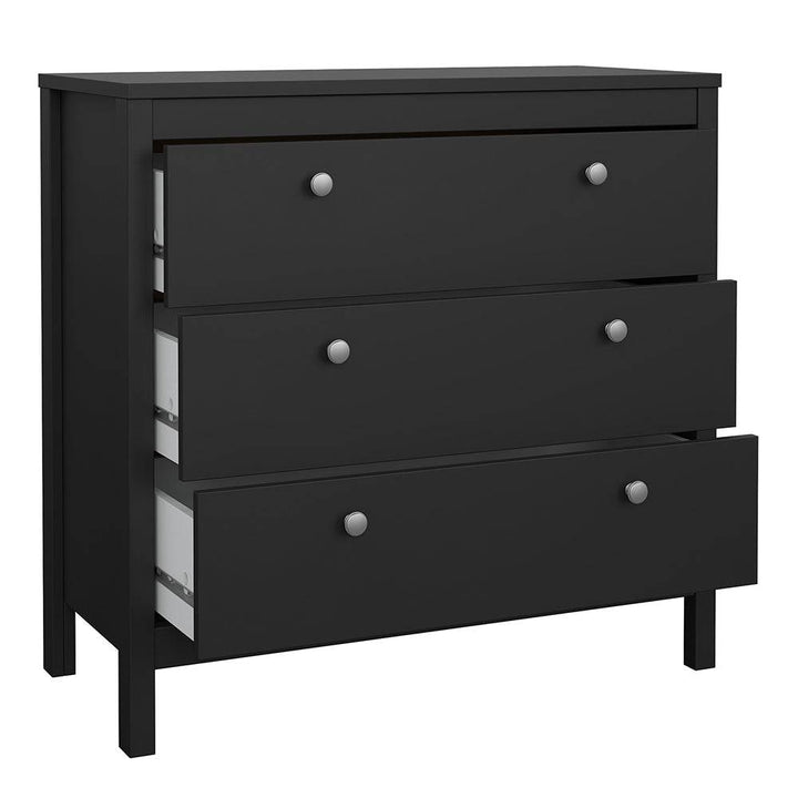 Madrid Chest 3 drawers in Matt Black - TidySpaces