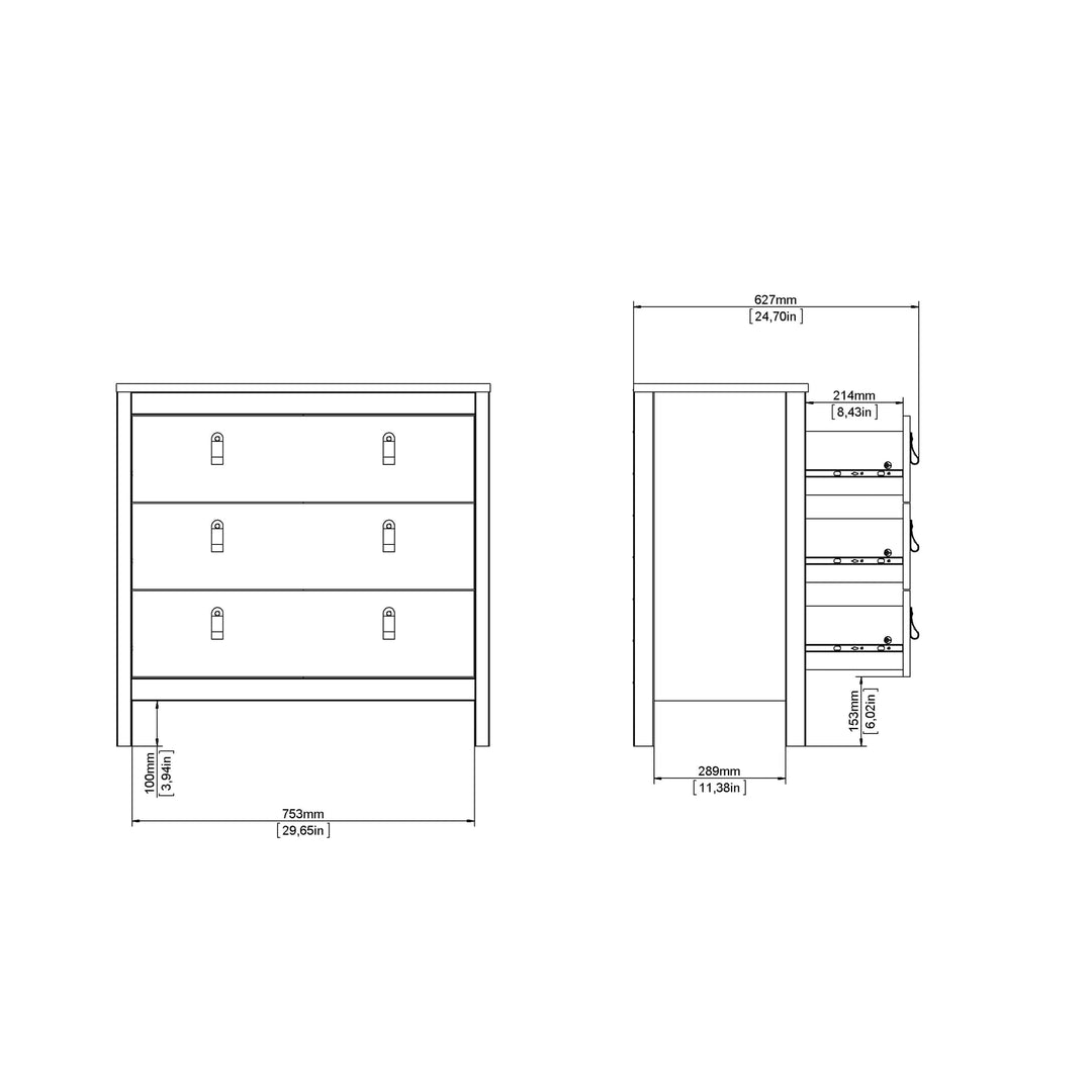 Madrid Chest 3 drawers in White - TidySpaces