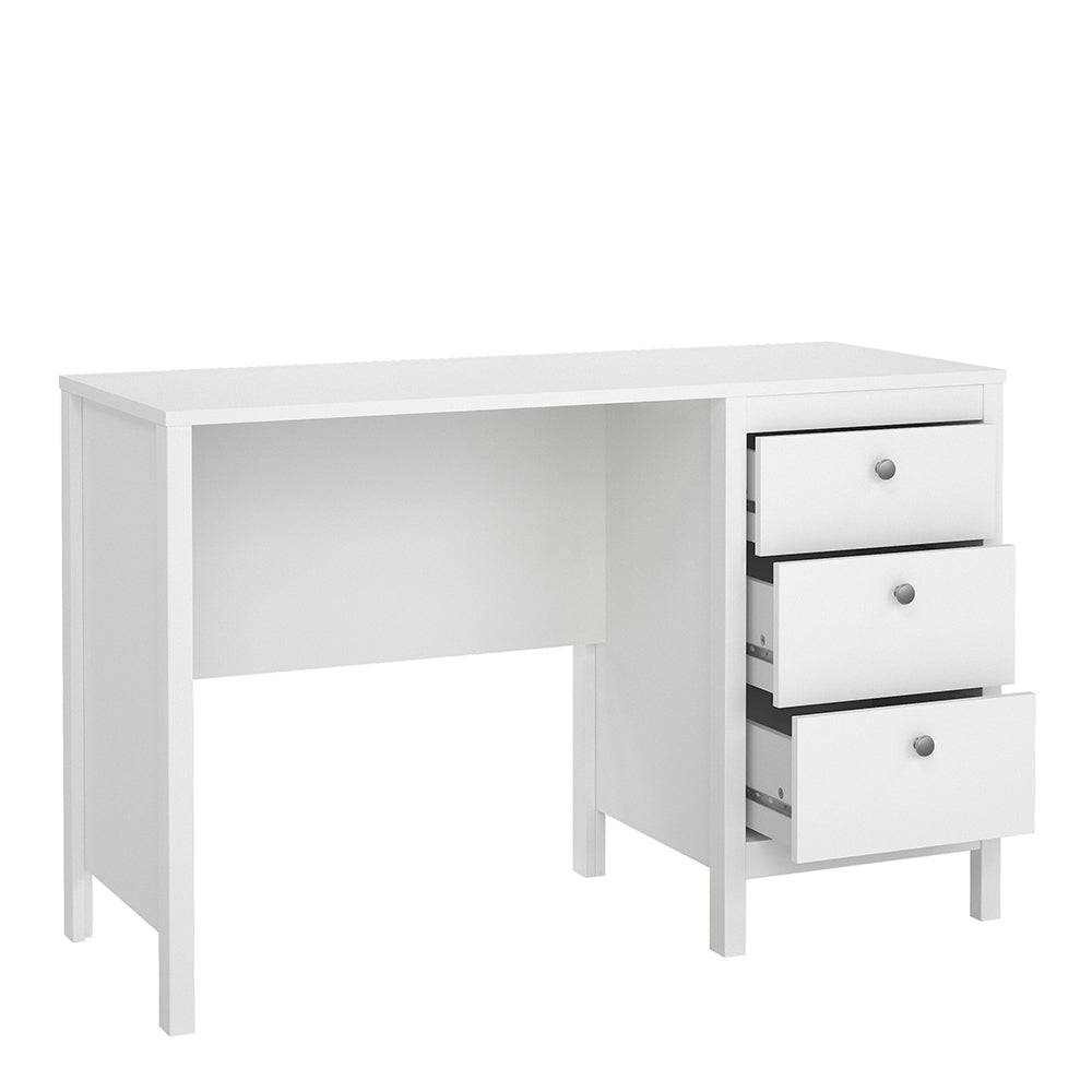 Madrid Desk 3 drawers White - TidySpaces