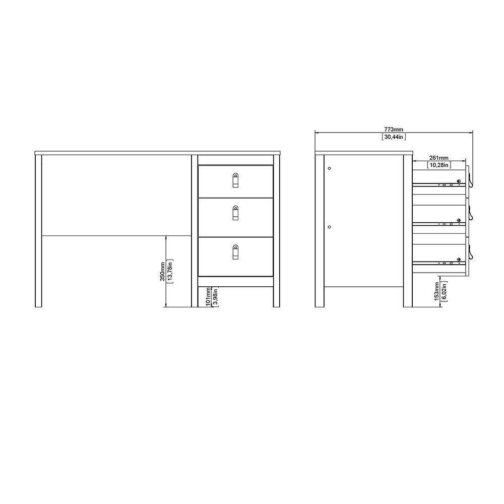 Madrid Desk 3 drawers White - TidySpaces