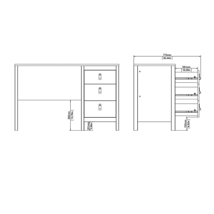 Madrid Desk 3 drawers White - TidySpaces