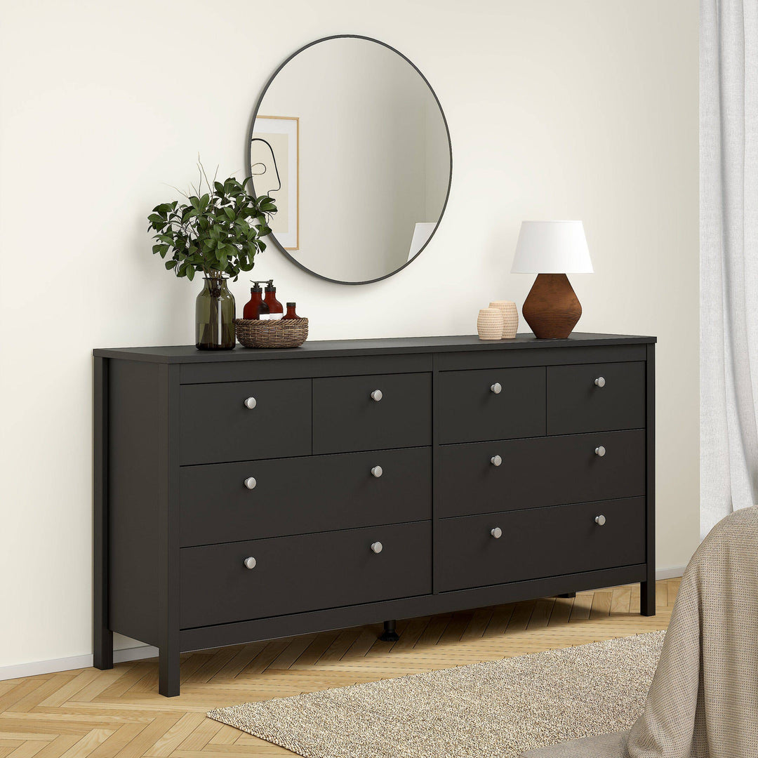 Madrid Double dresser 4+4 drawers in Matt Black - TidySpaces