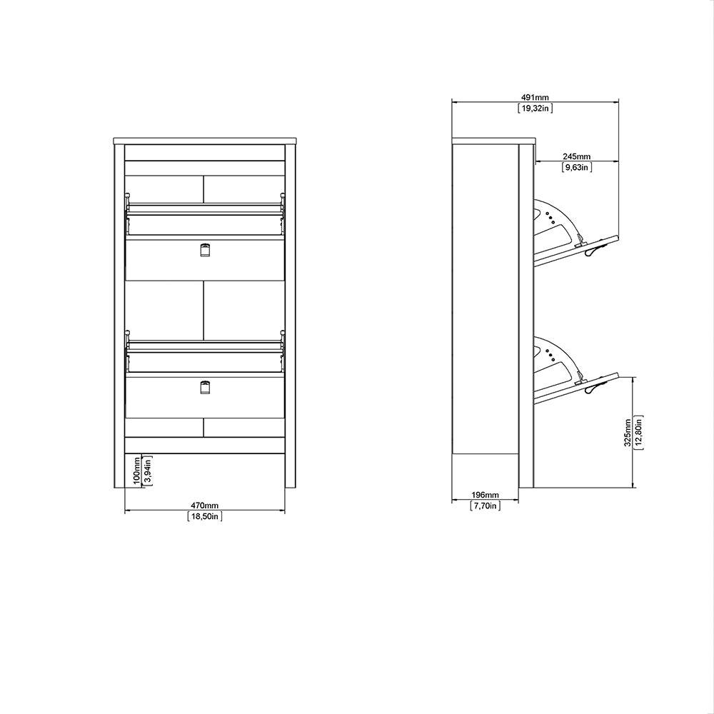 Madrid Shoe Cabinet 2 flap doors Matt Black - TidySpaces