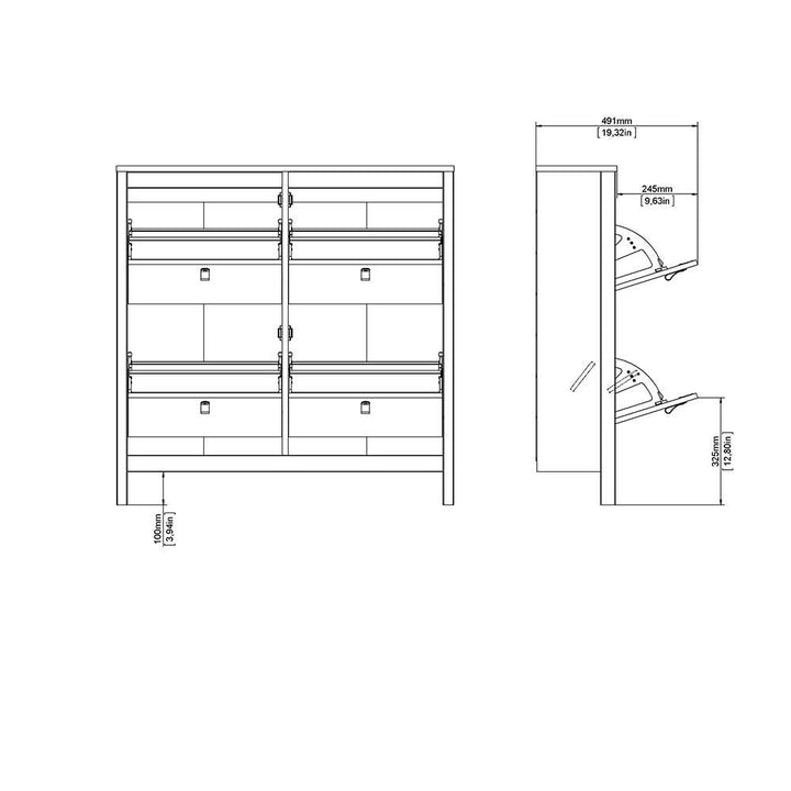 Madrid Shoe cabinet 4 Compartments in Matt Black