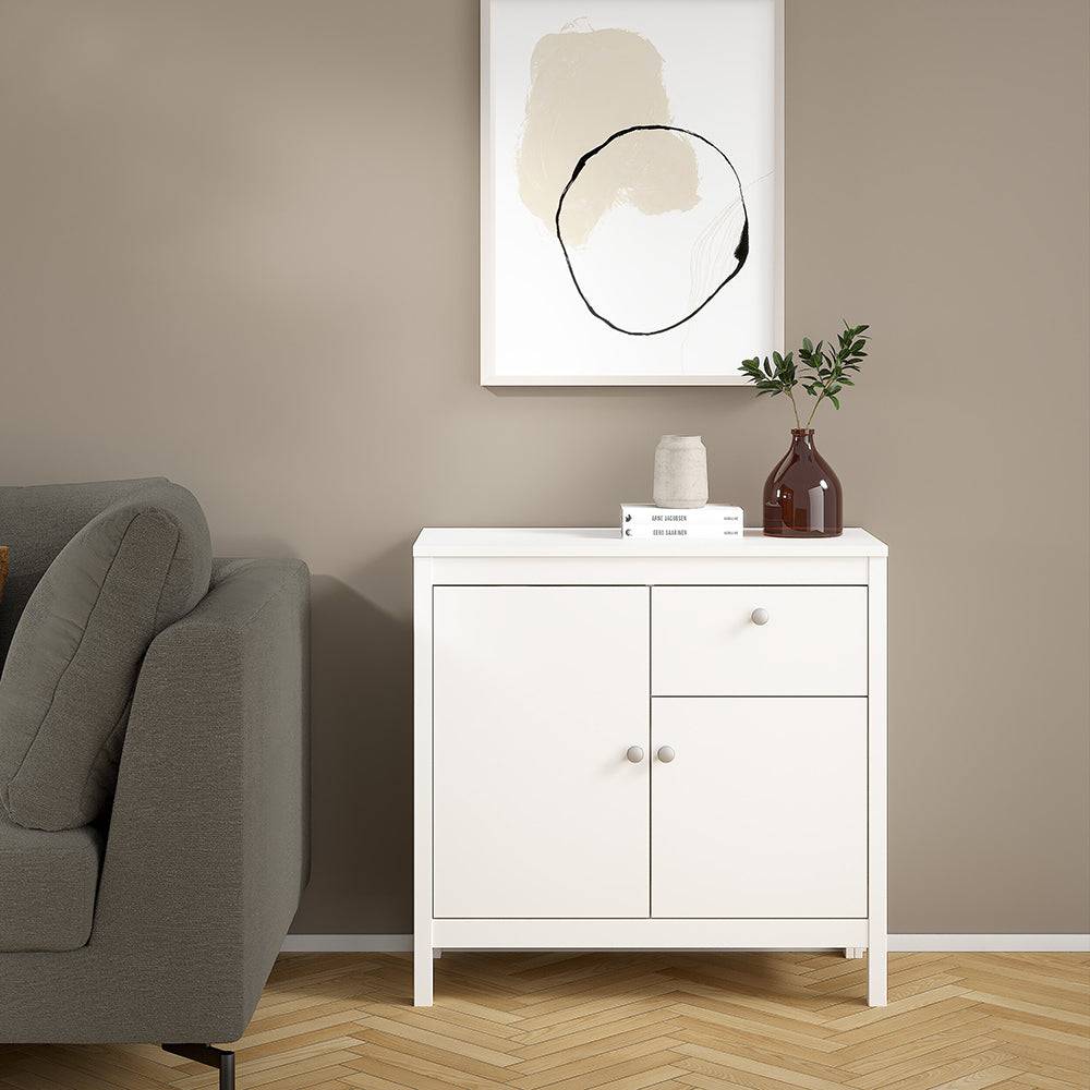 Madrid Sideboard 2 doors + 1 drawer in White - TidySpaces