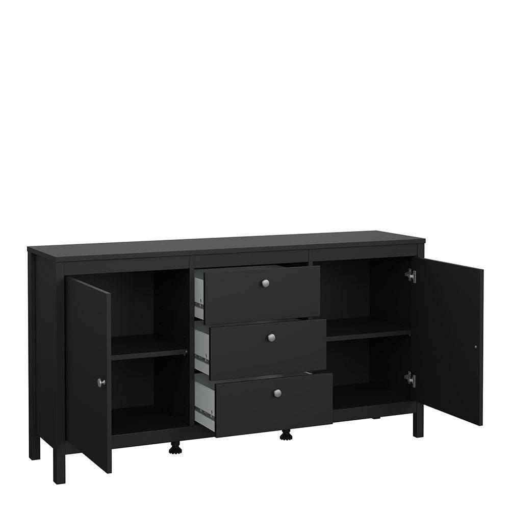 Madrid Sideboard 2 doors + 3 drawers in Matt Black - TidySpaces