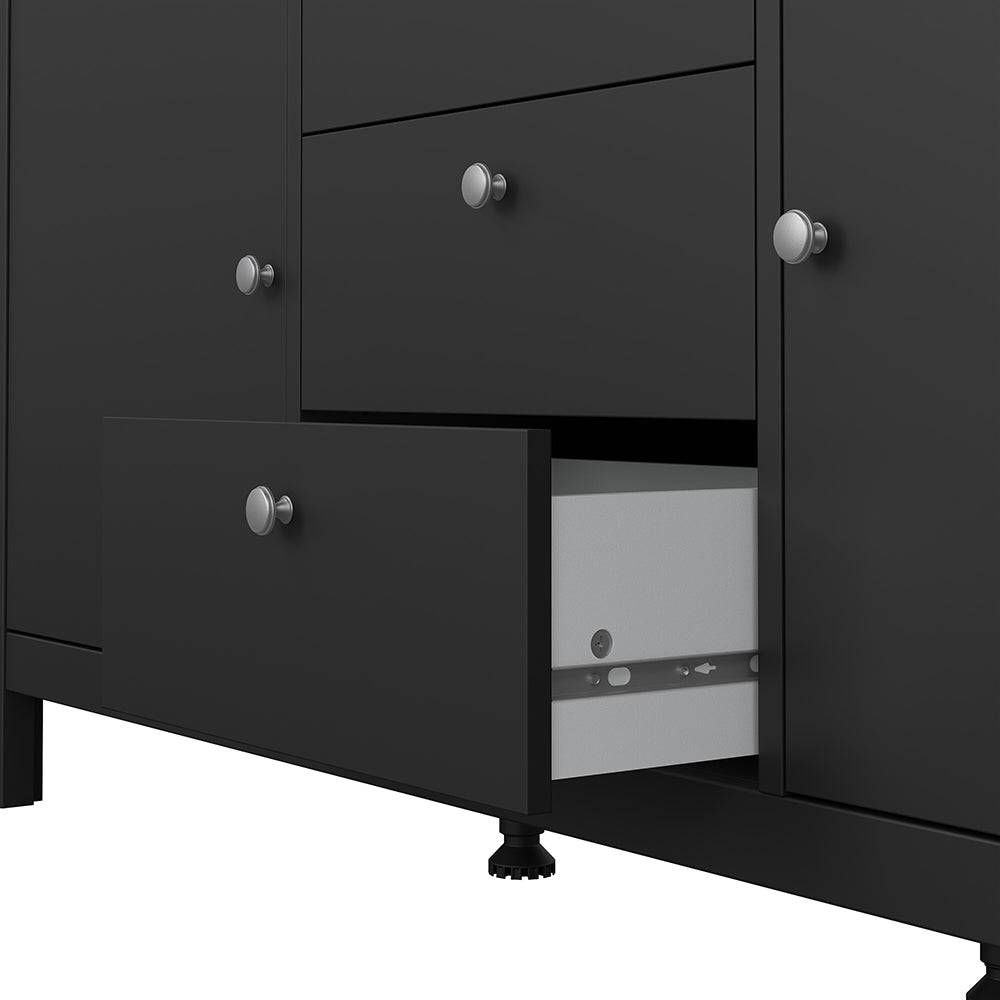 Madrid Sideboard 2 doors + 3 drawers in Matt Black - TidySpaces