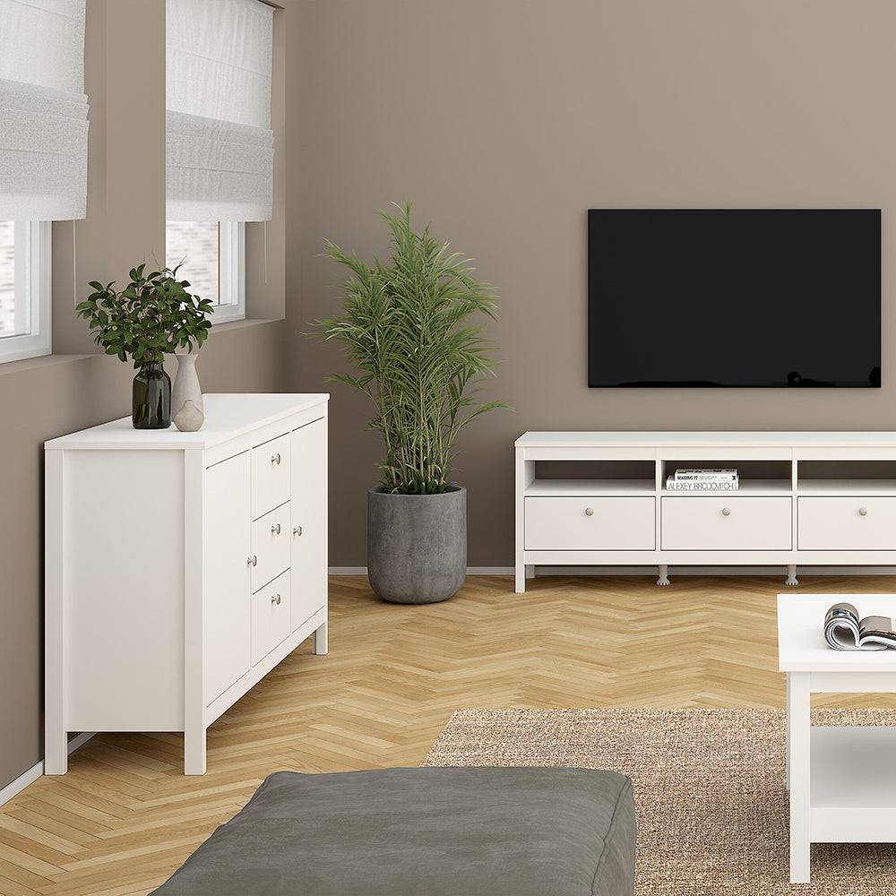 Madrid Sideboard 2 doors + 3 drawers in White - TidySpaces