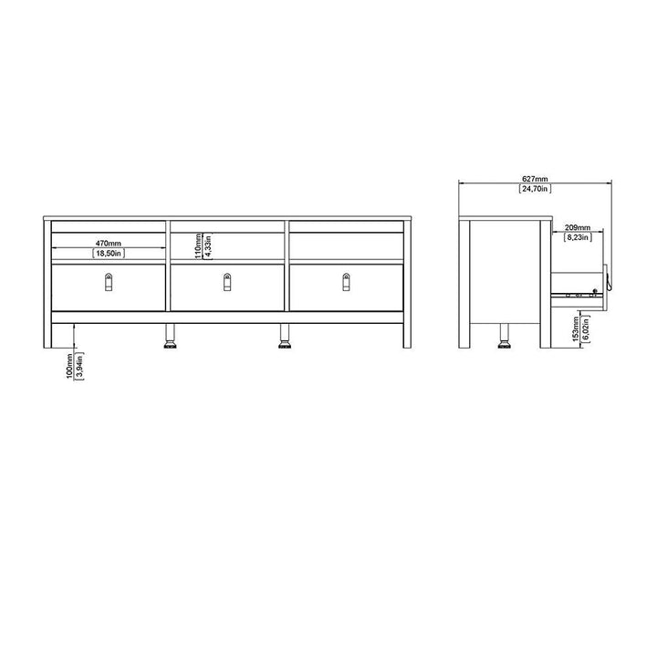 Madrid Tv-unit 3 drawers in White - TidySpaces