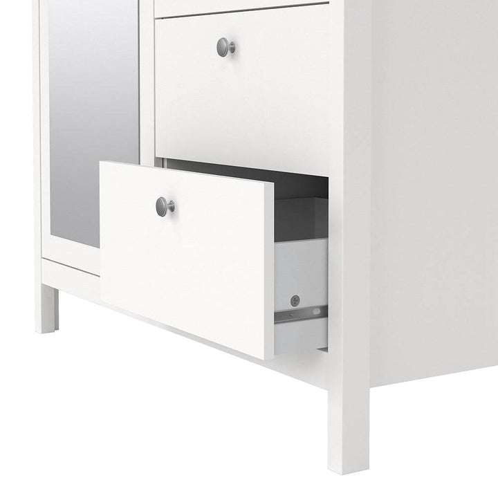 Madrid Wardrobe with 1 door + 1 mirror door + 2 drawers White - TidySpaces