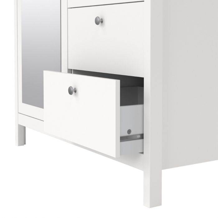 Madrid Wardrobe with 1 door + 1 mirror door + 2 drawers White - TidySpaces