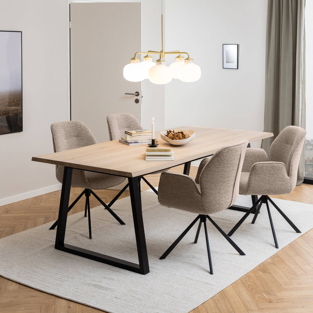 Malika Dining Table in White Oak and Black - TidySpaces